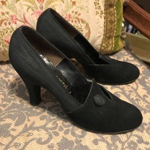 1940’s Black Grogain and Leather Shoes